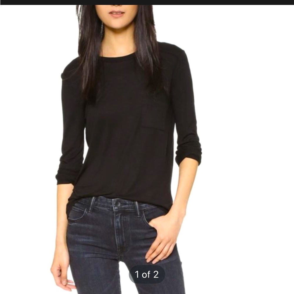 T By Alexander Wang Top | T By Alexander Wang Long Sleeve Pocket Tee | XS| Black